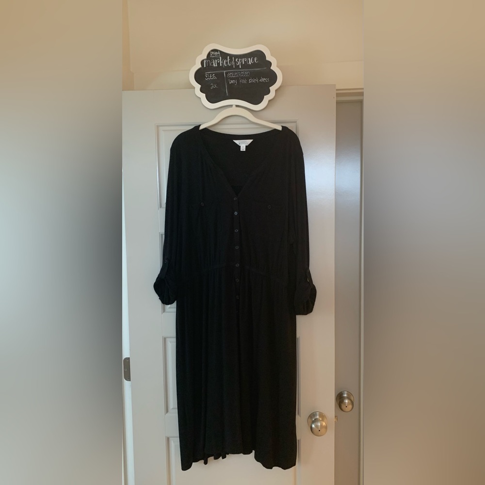 Market & Spruce Lany Black Knit Shirt Dress